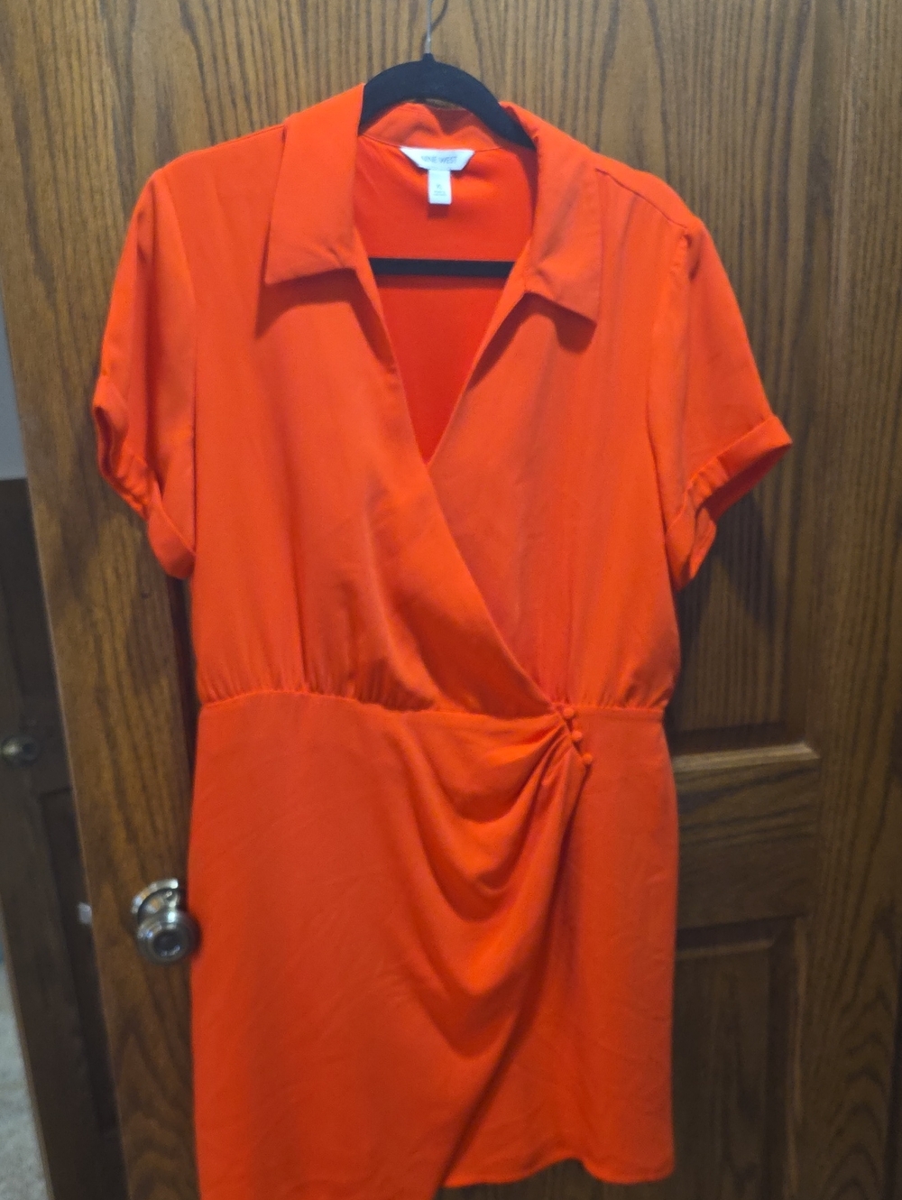 Nine West Orange Wrap-Style Dress